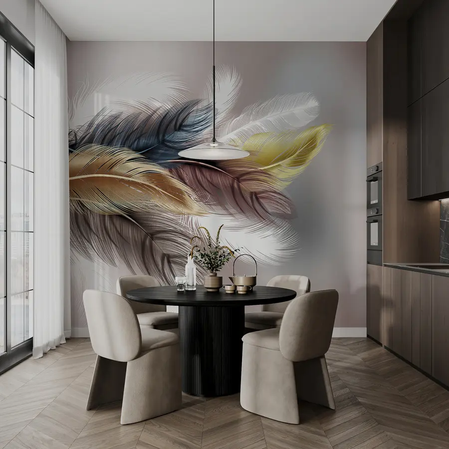 murales de pared Plumas de colores u41008d1